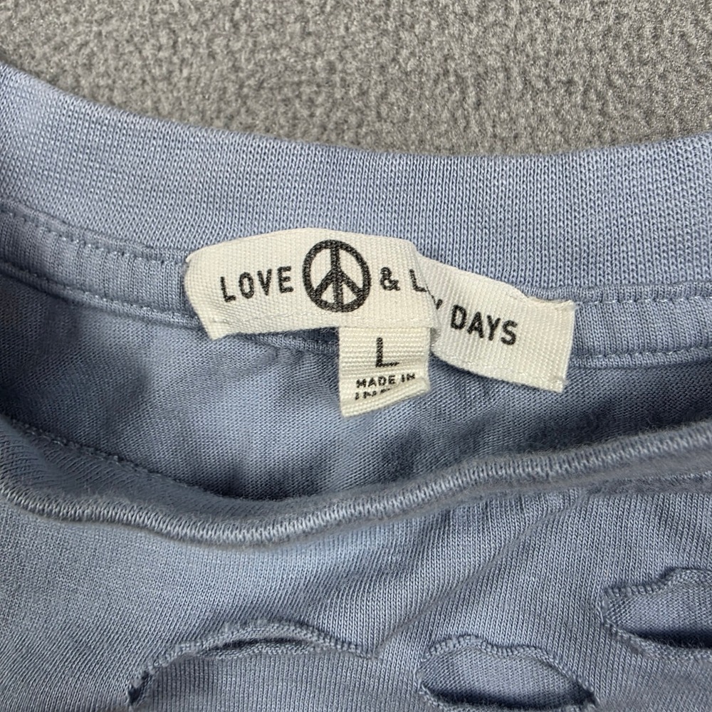 Love & Lazy Days T-Shirt Women Large Blue Sunset Canyon Texas Way Out West Light - Picture 3 of 7